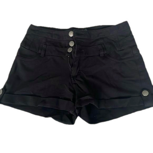 Black button fly shorts